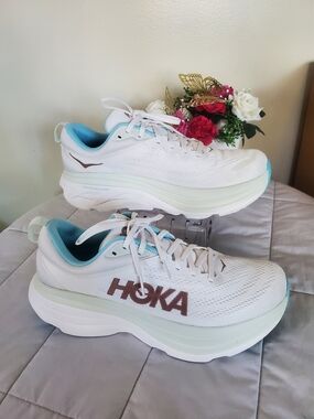 HOKA Bondi 8 Women's Frost Rose Gold Road Running Shoes Size 10B